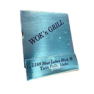 Vintage Twin Falls Idaho Wok'n Grill Restaurant Matchbook Unused Blue Lakes Blvd